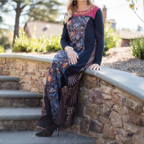 Soft Surroundings | NWT Icon Sultana Sequin Embellished Long Sleeve Maxi Dress - Picture 2 of 16